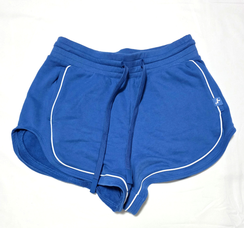 JoyLab Womens Blue Sweat Shorts Drawstring Athletic Casual Retro Piping Sz Small